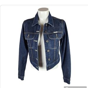 Silver Jeans  Button Front Denim Jacket Dark Wash Cotton Size XS Coastal Cowgirl